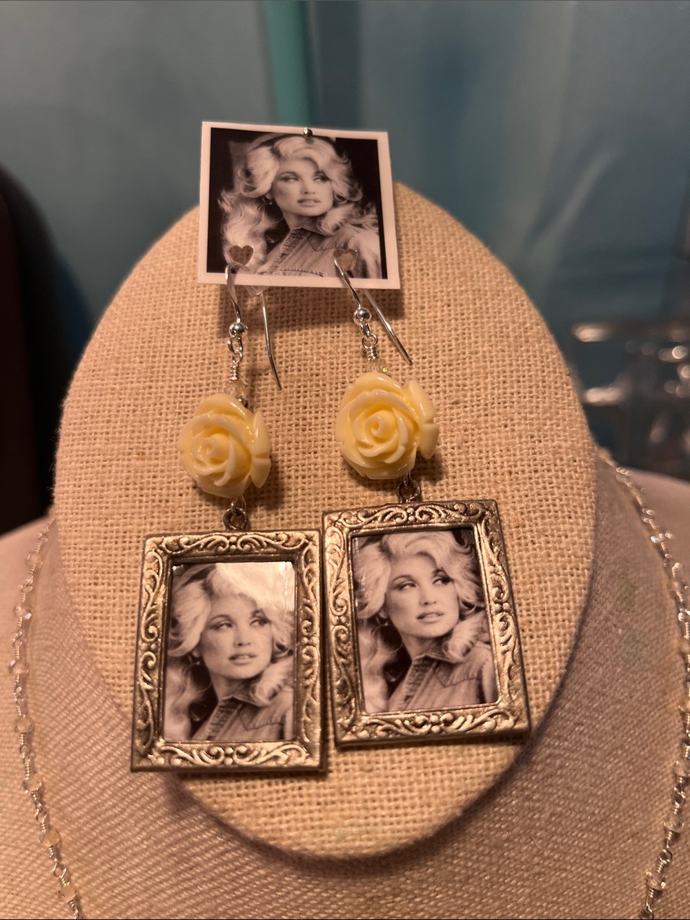 Yellow Rose Frame Drop Earrings - Women Jewelry